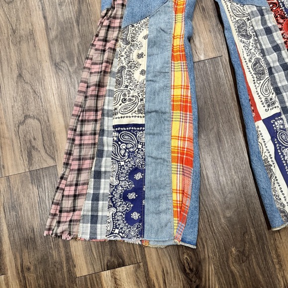 Free People We The Free Cortez Pieced Jeans Women's 25 Multi Patchwork Flare - Picture 5 of 16